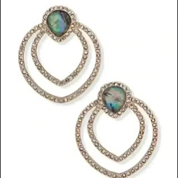 Anne Klein New AlbaloneDoorknocker Earrings - Picture 2 of 2